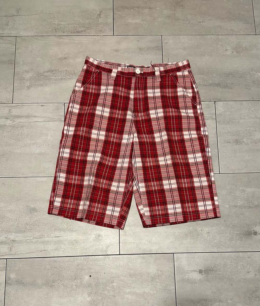 Southpole Plaid Shorts Size 34 Red White Skater Baggy Y2K